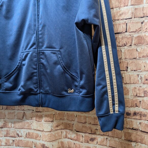 Gloria Vanderbilt Zip Up Sports Jacket in Vintage Blue and Cream Size Large - Picture 2 of 13